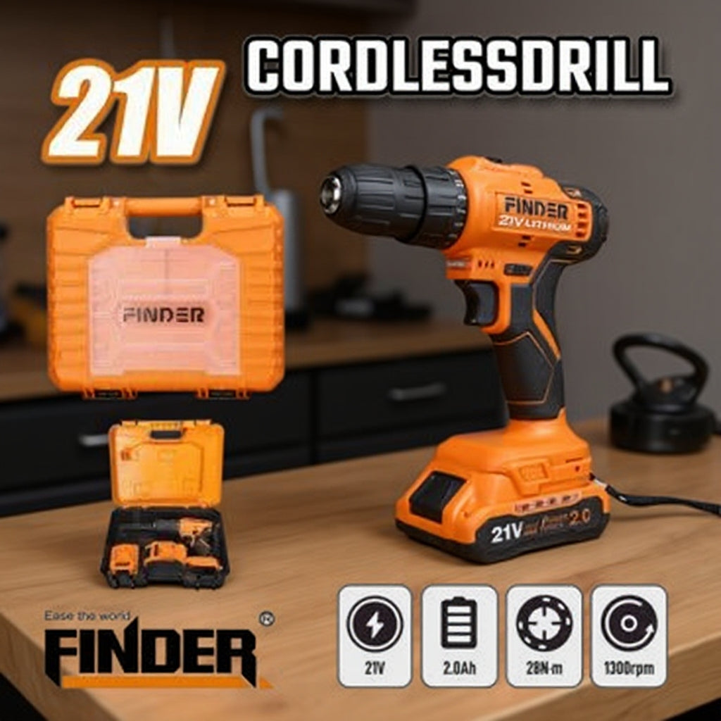 Акумулаторен винтоверт FINDER, 2 Батерии 2aH, 1300RPM, 28nM