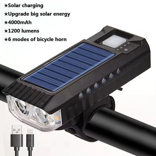 Соларен фар за велосипед 1200 lm | 4000 mAh | IPX5