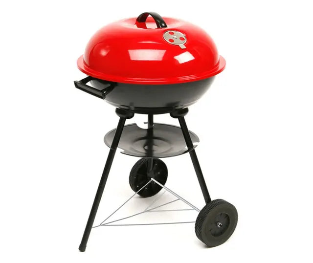 Кръгло градинско барбекю на колелца с капак