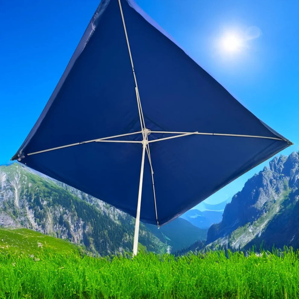 Квадратен градински чадър, син, 260х260 см