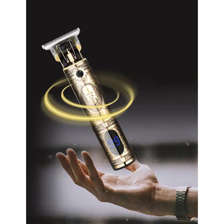 Професионална машинка за подстригване Kemei KM-700Y, 3W, 3 приставки, LCD дисплей, 1200mAh литиева батерия, Златен