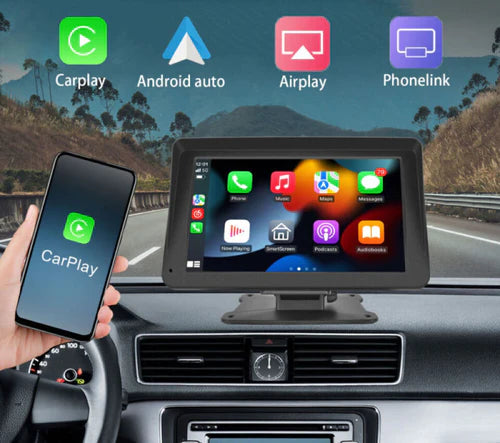 Мултимедийна навигация за кола със стойка, съвместим с Apple CarPlay и Android, Bluetooth