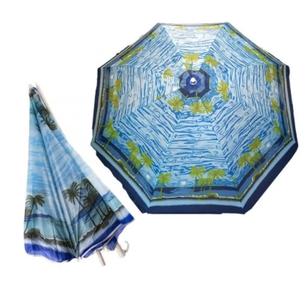 Плажен чадър с UV защита и дизайн с палми, 240 см