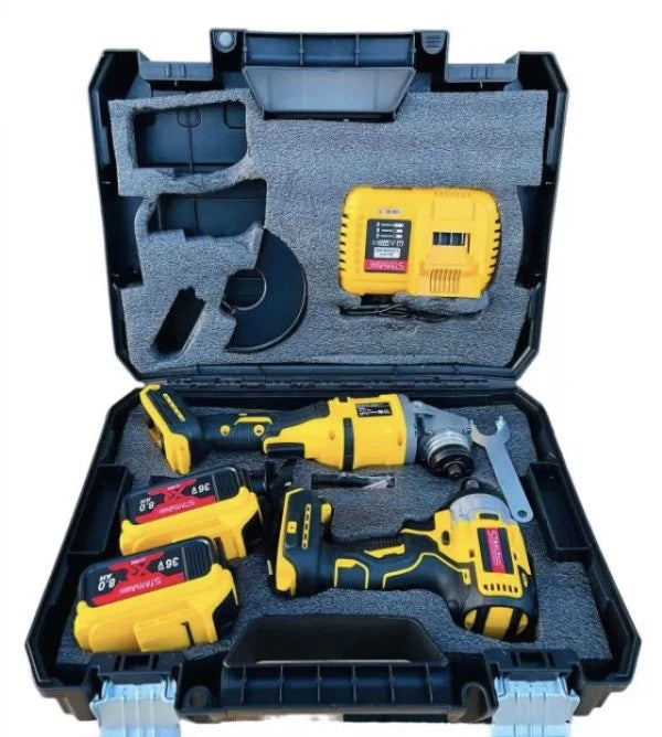 Комплект акумулаторен ъглошлайф и гайковерт 36V 8Ah StahlMayer