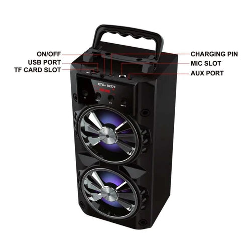 Bluetooth акумулаторна тонколона KTS-1037F 2x5W+МP3