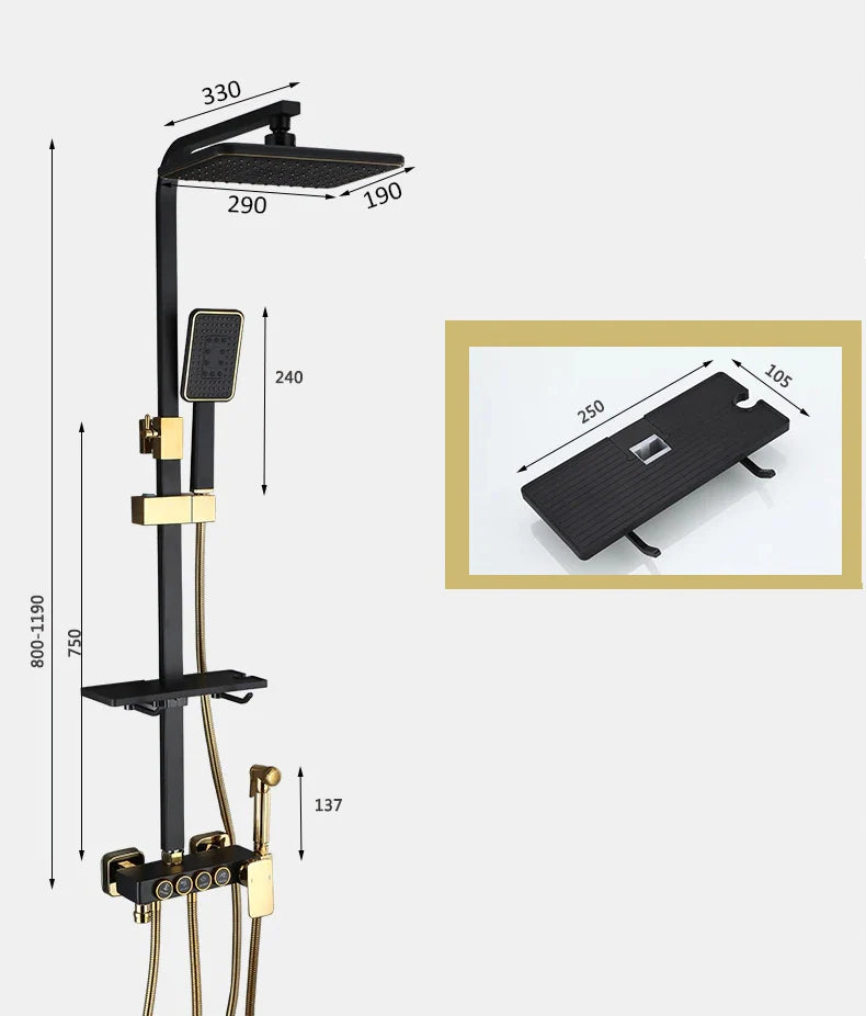 Интелигентна душ колона Луксозен душ комплект 4 режима на пръскане, въртене на 360°, технология за въздушно пръскане