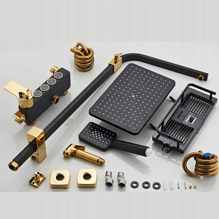 Интелигентна душ колона Луксозен душ комплект 4 режима на пръскане, въртене на 360°, технология за въздушно пръскане