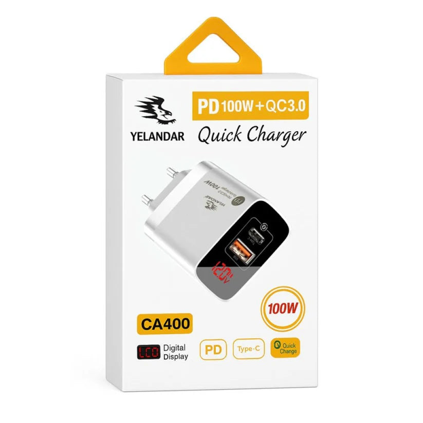 100 W PD + QC 3.0 Супер Бързо Зарядно Yelandar CA400