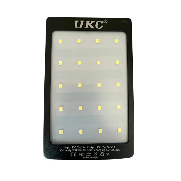 Соларна преносима батерия UKC 90000mAh с 20 LED диода и 2 USB изхода