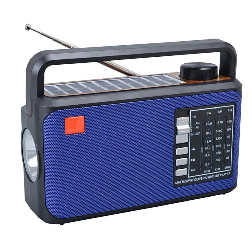 Преносимо соларно радио с Bluetooth, USB и LED фенер