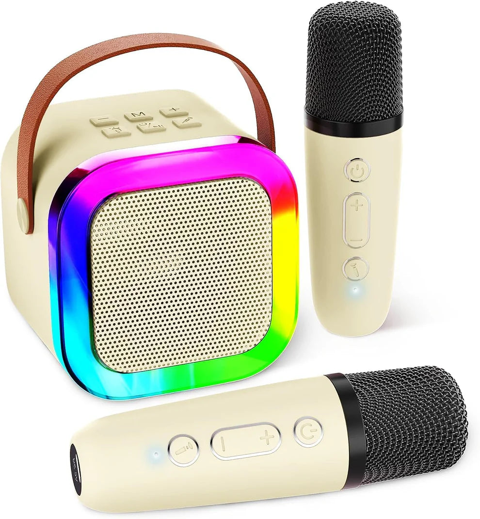 Преносима RGB караоке тонколона с два безжичен микрофон