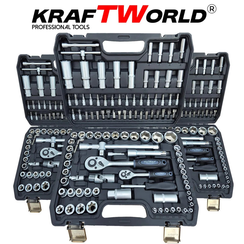 Професионално Гедоре 108 части KraftWorld – Cr-V стомана, здрав куфар с метални закопчалки