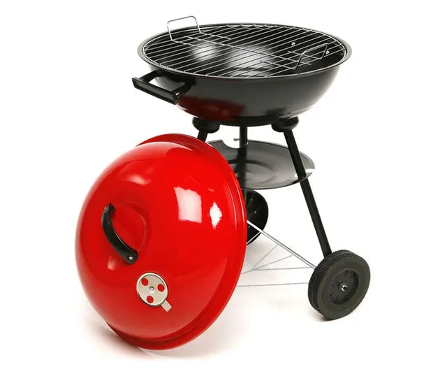 Кръгло градинско барбекю на колелца с капак
