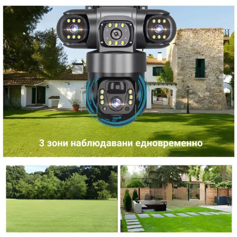 Соларна камера със SIM карта– 6MP, V30PRO, Черна, троен обектив, движение, нощно виждане