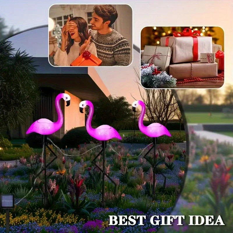 Соларни градински лампи "Фламинго" – 3бр в комплект