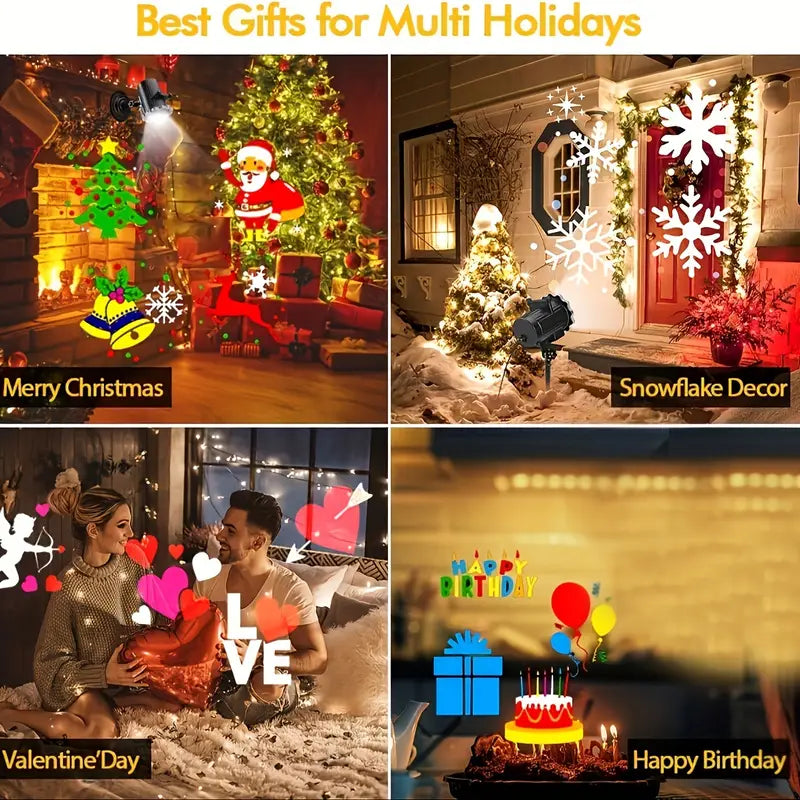 Коледен лазерен проектор с 12 приставки 6led