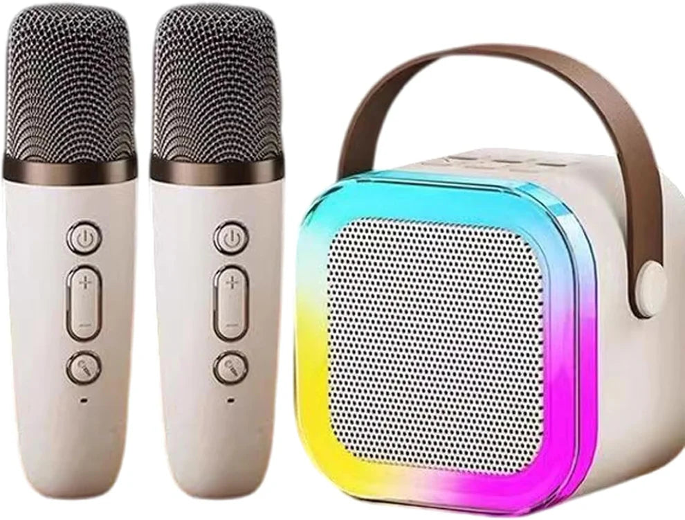Преносима RGB караоке тонколона с два безжичен микрофон