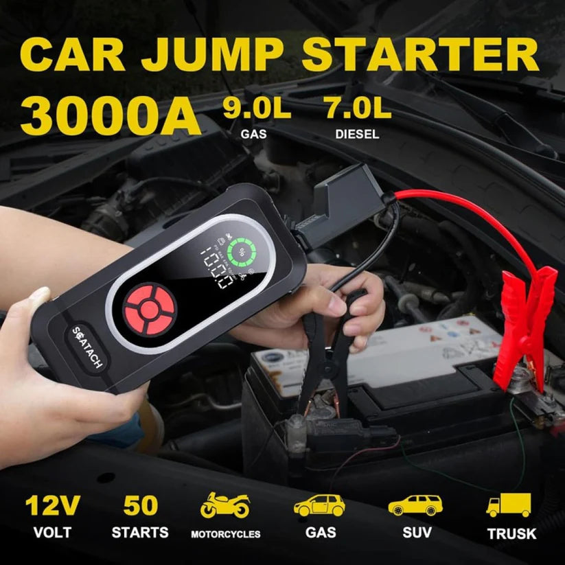 Стартер 99800 mAh за автомобил с компресор 4в1