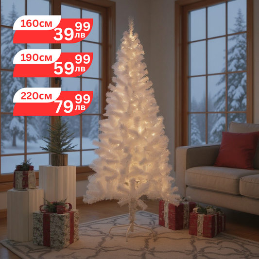 Изкуствена коледна снежнобяла елха