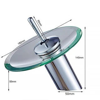 Стъклен смесител за мивка тип водопад с кръгла форма