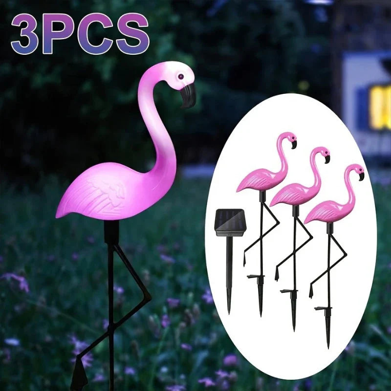 Соларни градински лампи "Фламинго" – 3бр в комплект