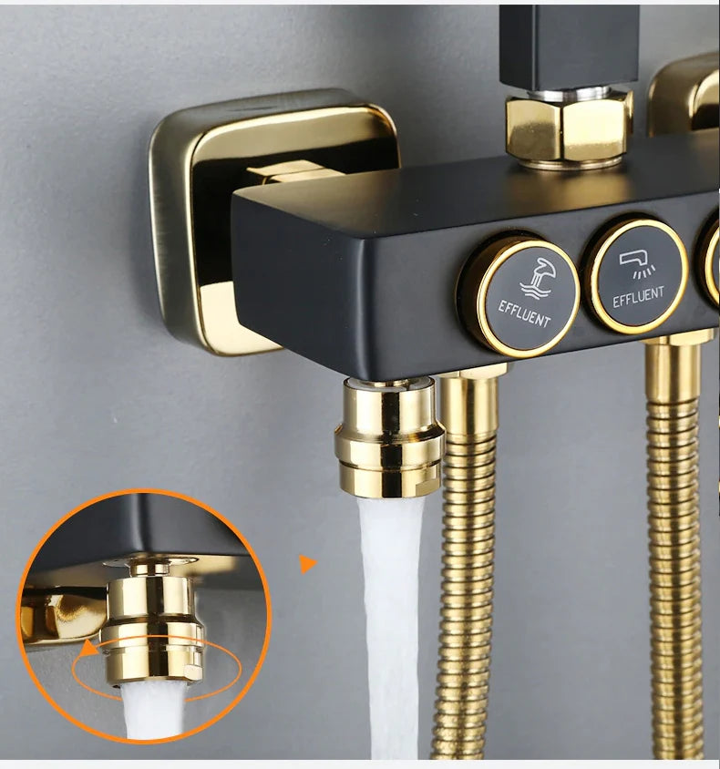 Интелигентна душ колона Луксозен душ комплект 4 режима на пръскане, въртене на 360°, технология за въздушно пръскане