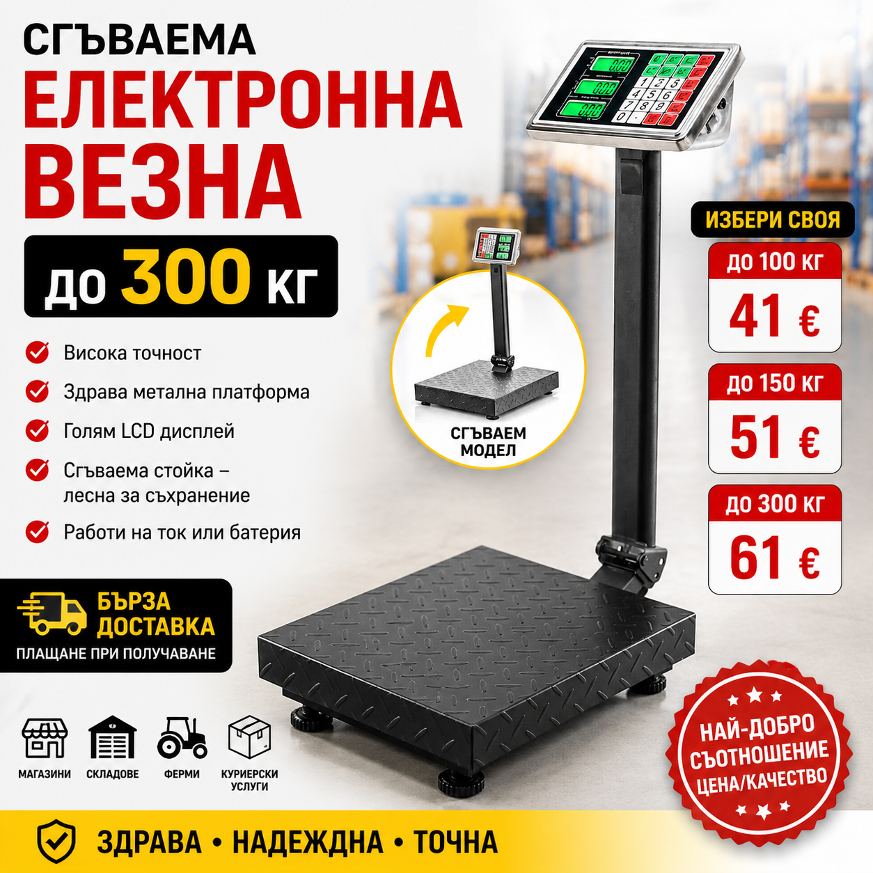 Сгъваема електронна везна кантар