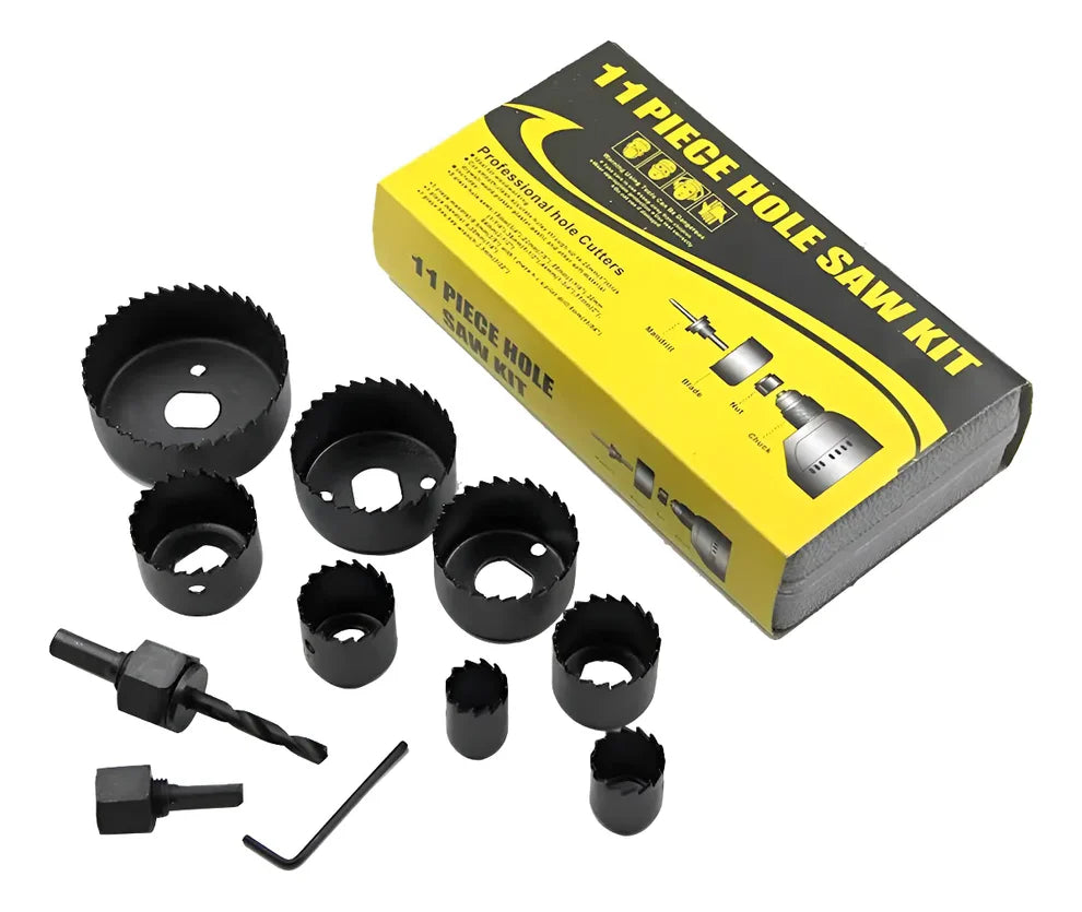 Комплект от 11 части боркорони за дърво и гипс, 19 мм до 64 мм