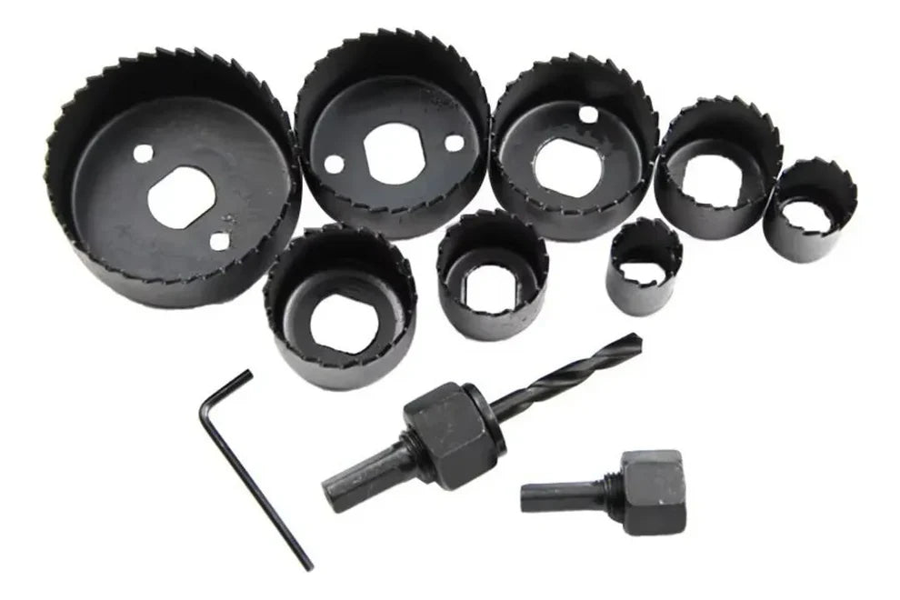 Комплект от 11 части боркорони за дърво и гипс, 19 мм до 64 мм