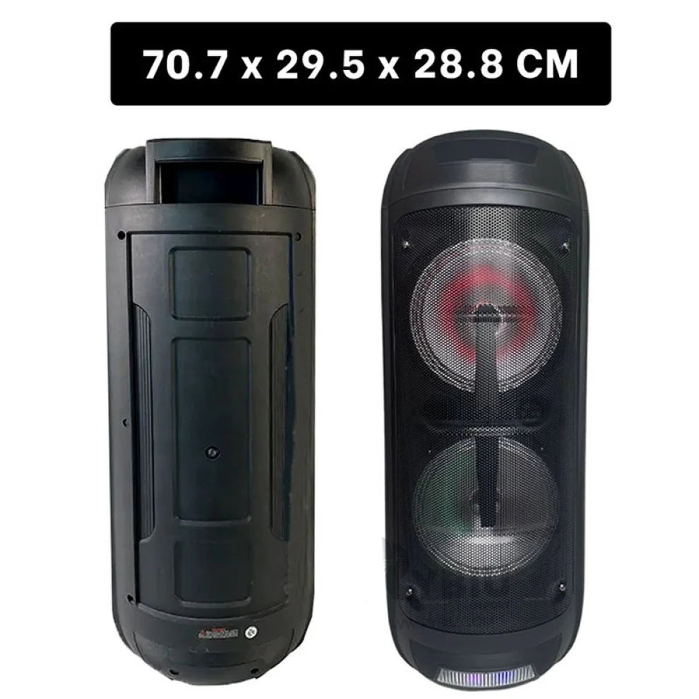 Преносима караоке тонколона с Bluetooth, LED светлини и 2 безжични микрофона