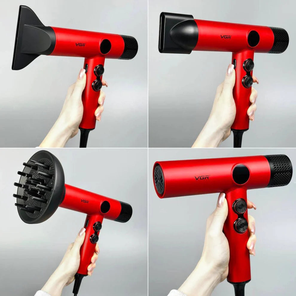 Професионален сешоар VGR V-401 с LED дисплей – Червен