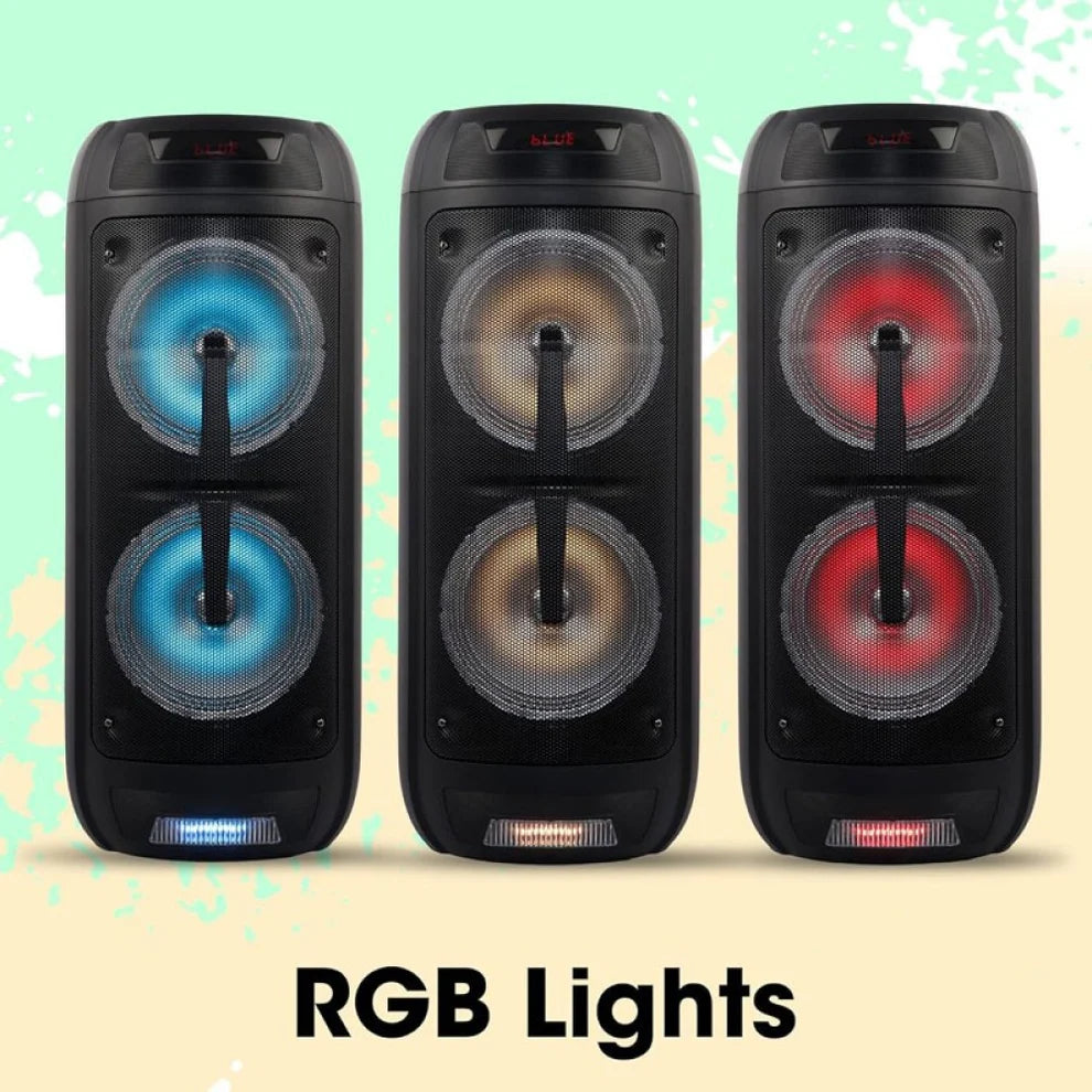 Преносима караоке тонколона с Bluetooth, LED светлини и 2 безжични микрофона
