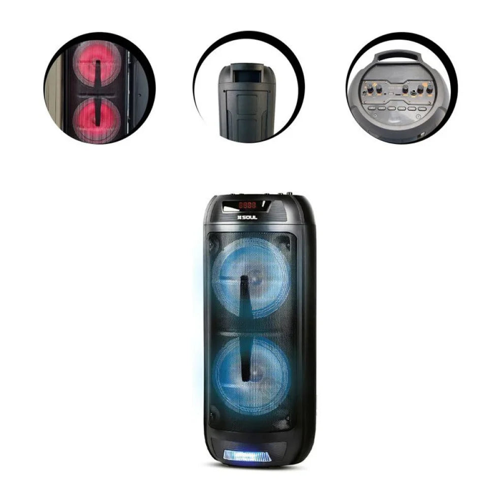 Преносима караоке тонколона с Bluetooth, LED светлини и 2 безжични микрофона