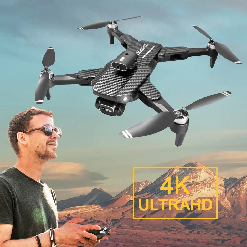 Сгъваем Дрон V6 GPS , FPV 4K Камера с Нощно Виждане, Карбон