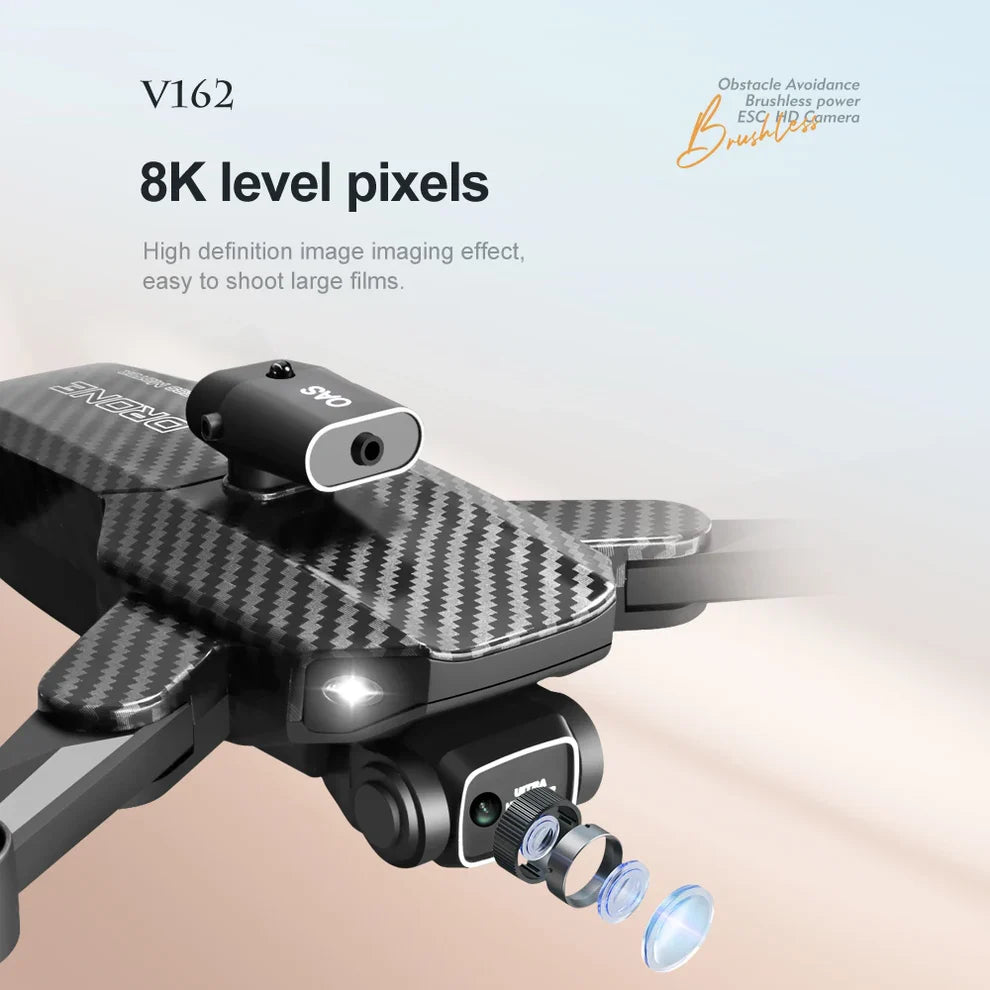 Сгъваем Дрон V6 GPS , FPV 4K Камера с Нощно Виждане, Карбон