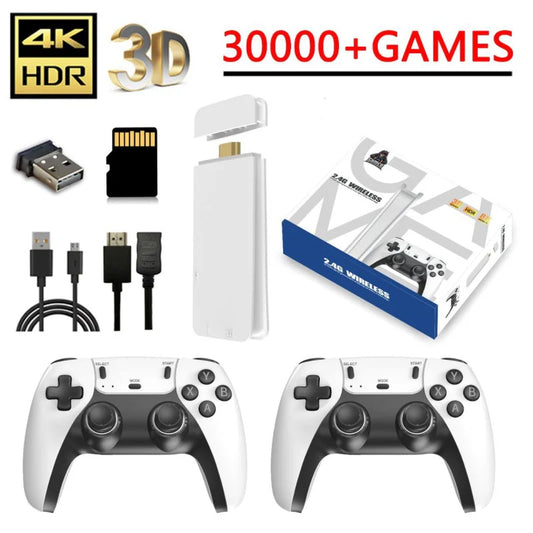 Игрова конзола Retro Console M15 4K Pro Game Stick, 64GB, 30 000 видео игри, 9 емулатора, 2x безжичен контролер 2,4 GHz