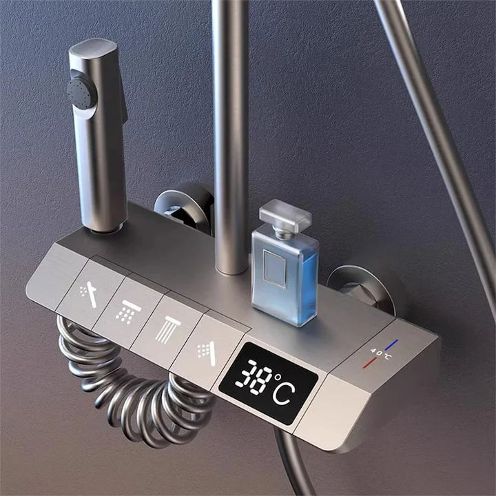 Интелигентна душ колона, LED дисплей, управление на пиано, 4 режима на пръскане, въртене на 360°, технология за въздушно пръскане