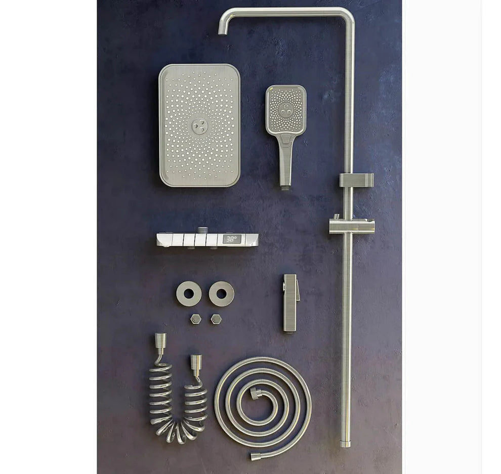 Интелигентна душ колона, LED дисплей, управление на пиано, 4 режима на пръскане, въртене на 360°, технология за въздушно пръскане