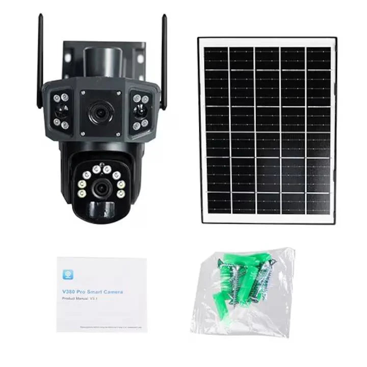 Външна WiFi камера 4MP Full HD, черна – с 9800 mAh батерия, соларно захранване, цветно нощно виждане и управление чрез мобилно приложение