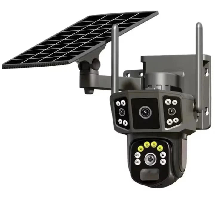 Външна WiFi камера 4MP Full HD, черна – с 9800 mAh батерия, соларно захранване, цветно нощно виждане и управление чрез мобилно приложение