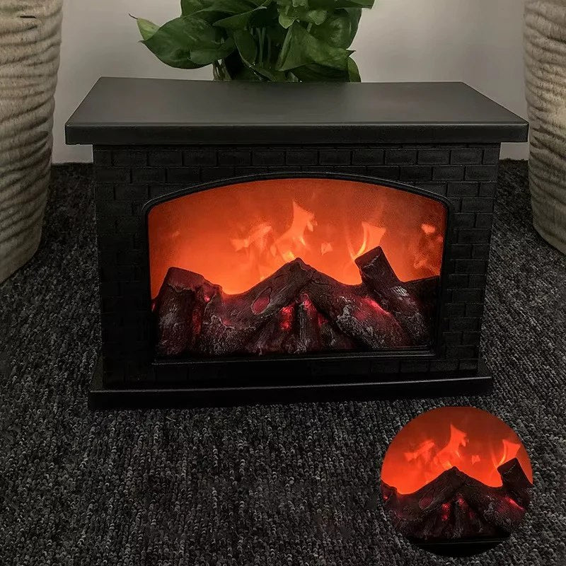 Декоративна електрическа камина, с 3D ефект на пламък, 30x20х10 см, USB захранване и батерии
