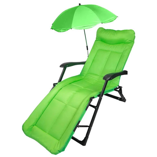 Сгъваем стол-шезлонг с чадър - зелен