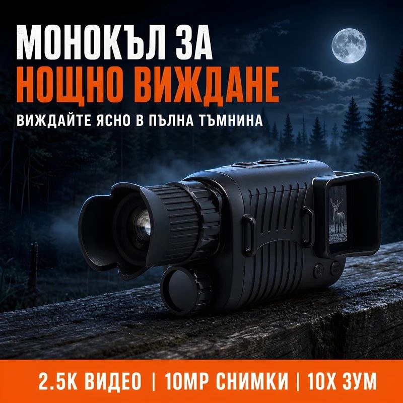 Монокъл за нощно виждане R7 – 2.5K видео, 10MP снимки и инфрачервено осветление