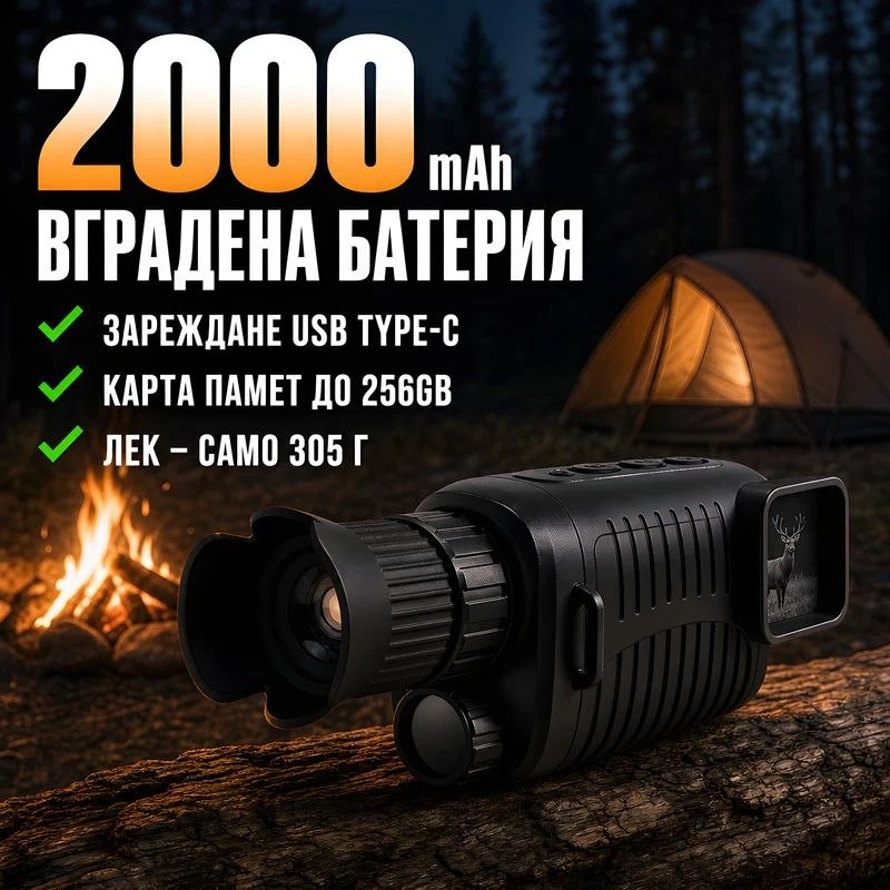 Монокъл за нощно виждане R7 – 2.5K видео, 10MP снимки и инфрачервено осветление