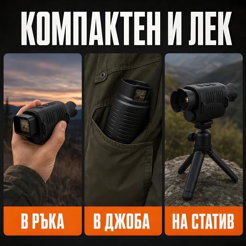 Монокъл за нощно виждане R7 – 2.5K видео, 10MP снимки и инфрачервено осветление
