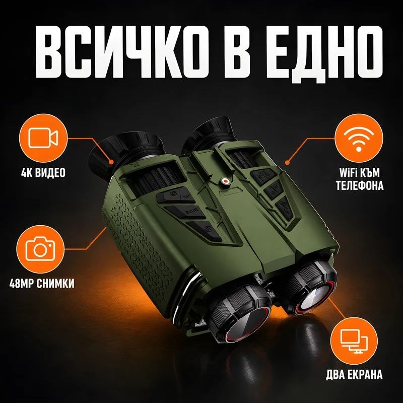 Бинокъл за нощно виждане NVC800 – 4K видео, 48MP, WiFi, зелен