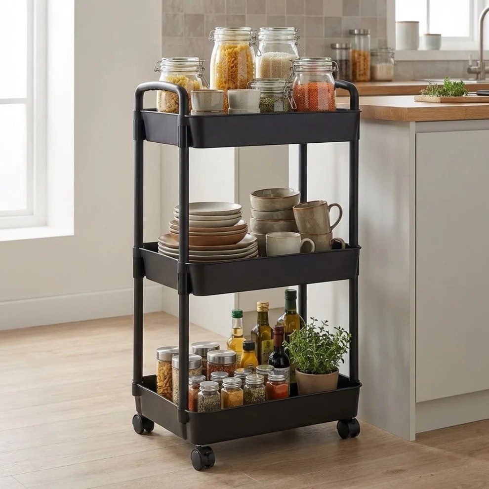 Мултифункционална количка етажерка с 3 рафта за кухня