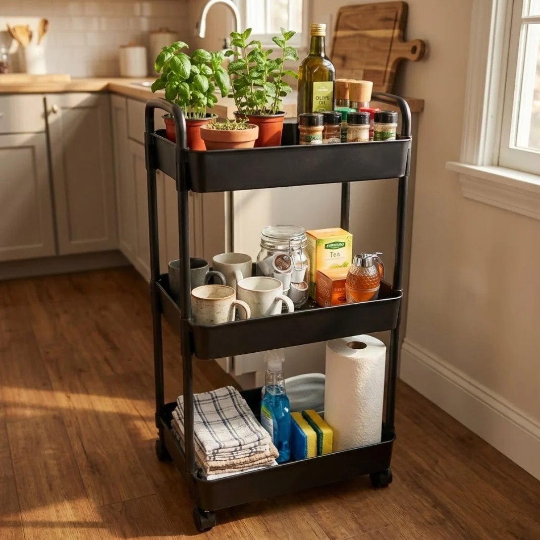 Мултифункционална количка етажерка с 3 рафта за кухня