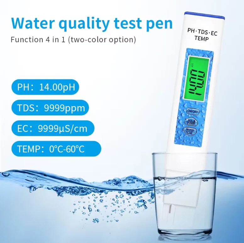 4 в 1 тестер за качеството на водата PH, TDS, EC, Температура