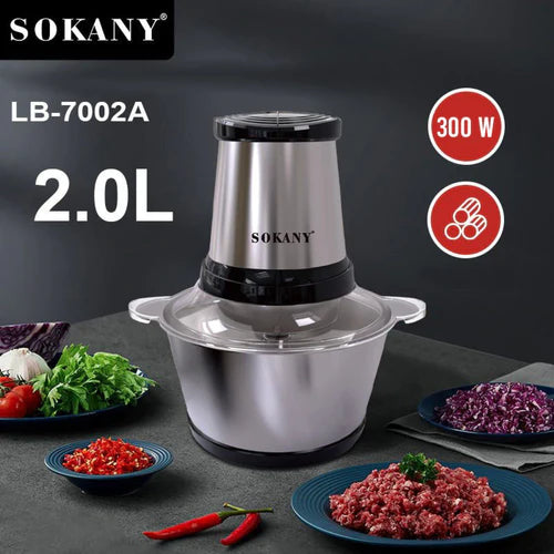 Професионален чопър SOKANY SK-7002A, 300 W, 2 литра + подарък 601 рецепти